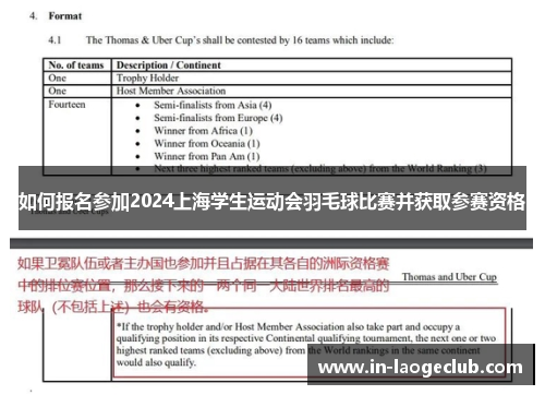 如何报名参加2024上海学生运动会羽毛球比赛并获取参赛资格